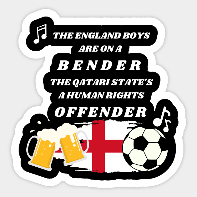 England Boys are on a Bender Fan World Cup Shirt Sticker by NostalgiaUltra